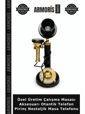 Armoris Özel Üretim Çalışma Masası Aksesuarı Otantik Telefon Pirinç Nostaljik Masa Telefonu