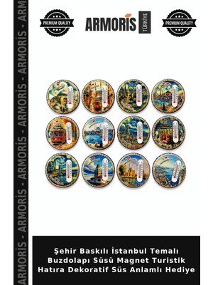 Armoris Şehir Baskılı Istanbul Temalı Buzdolapı Süsü Magnet Turistik Hatıra Dekoratif Süs Anlamlı Hediye