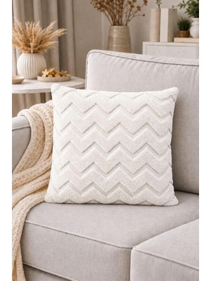 Iskandinav Tarz Dekoratif Peluş Kırlent Kılıfı 42X42 cm Kabartmalı Desenli Yumuşak Dokulu Ya