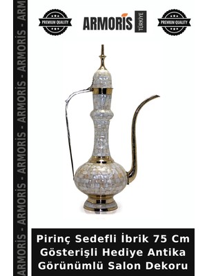 Armoris Pirinç Sedefli Ibrik 75 cm Gösterişli Hediye Antika Görünümlü Salon Dekoru