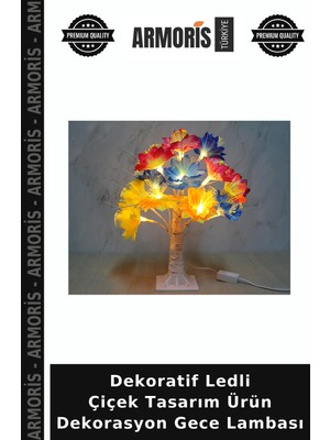 Armoris Dekoratif Ledli Çiçek Tasarım Ürün Dekorasyon Gece Lambası