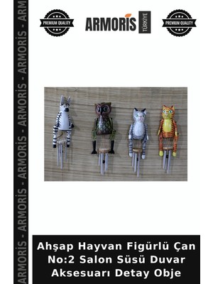 Armoris Ahşap Hayvan Figürlü Çan No:2 Salon Süsü Duvar Aksesuarı Detay Obje