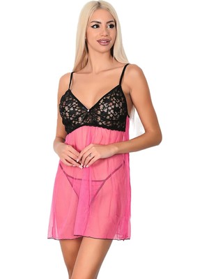 Royal Rain Store Dantel Detaylı 2'li Gecelik Takımı Pembe L-Xl