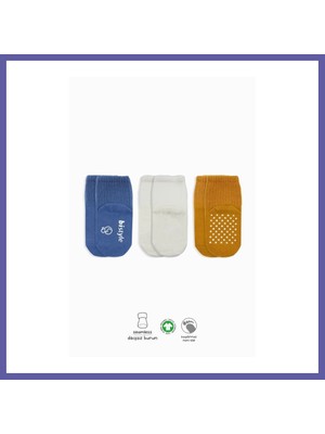 Nida 3'lü Basic Kaymaz Penye Soket Çorap 10107 Indigo Ekru Hardal · Beden: 0-3 Ay · Renk: Indigo Ekru Hardal Nıda