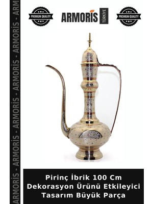 Armoris Pirinç Ibrik 100 cm Dekorasyon Ürünü Etkileyici Tasarım Büyük Parça