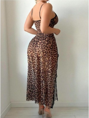 Royal Rain Store Bonilove Leopar Desenli Gecelik Takımı, S/m, AR3132, Çok Renkli, Kadın