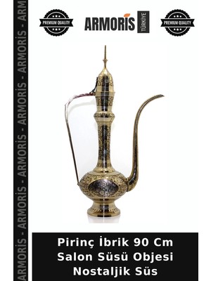 Armoris Pirinç Ibrik 90 cm Salon Süsü Objesi Nostaljik Süs