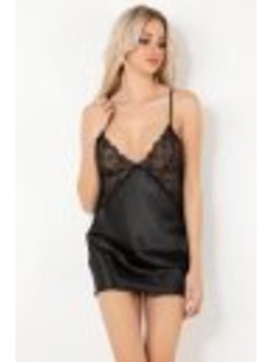 Royal Rain Store Miorre Feronia Sırtı Çapraz Askılı Dantelli Saten Gecelik,siyah M,331234900