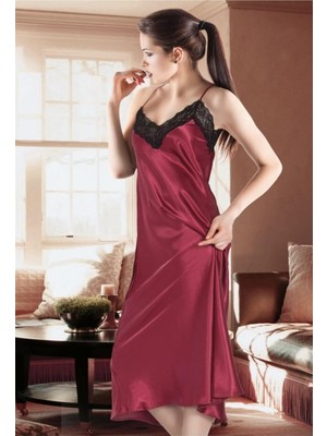 Royal Rain Store Miorre Kadın Bordo Sırt Dekolteli Gecelik 001-01866799,BORDO M