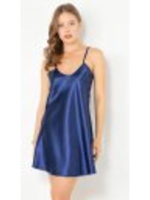Royal Rain Store Miorre Ince Askılı Mini Saten Gecelik,gece Mavisi XL/2XL,331235012