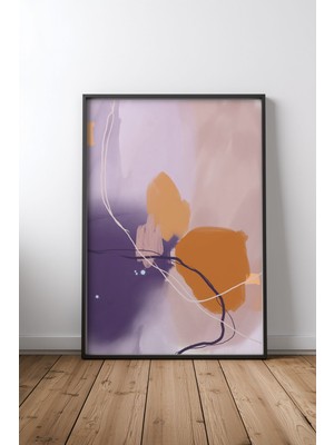 Keyf Home Abstract Watercolor Shapes And Lines Siyah Çerçeveli Mdf Tablo Poster Salon Duvar Dekoru Hediye