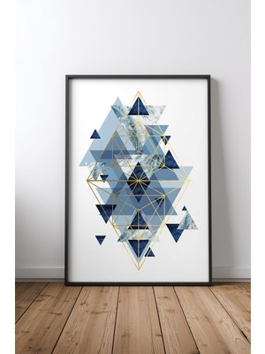 Keyf Home Geometric Symmetry Tasarım 2 Siyah Çerçeveli Mdf Tablo Poster Salon Duvar Dekoru Hediye