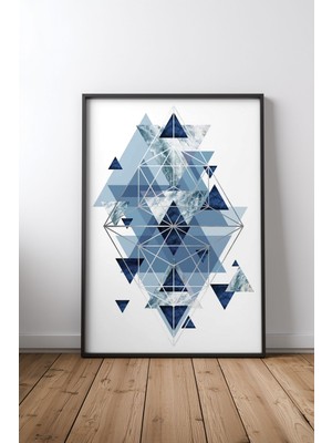 Keyf Home Geometric Symmetry Siyah Çerçeveli Mdf Tablo Poster Salon Duvar Dekoru Hediye