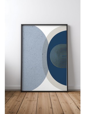 Keyf Home Abstract Geometric Shapes With Gold Siyah Çerçeveli Mdf Tablo Poster Salon Duvar Dekoru Hediye