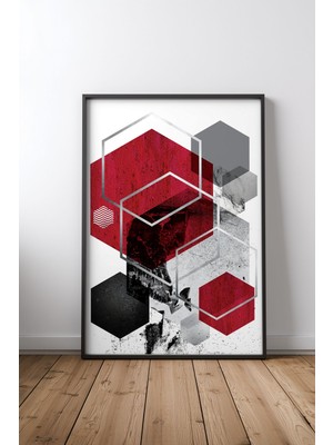 Keyf Home Abstract Composition 2 Siyah Çerçeveli Mdf Tablo Poster Salon Duvar Dekoru Hediye