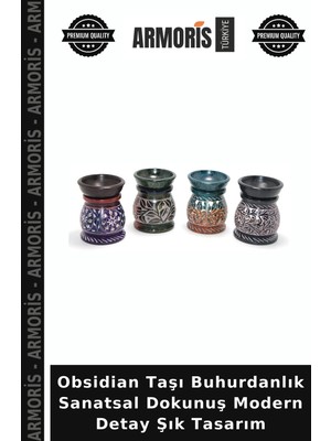 Armoris Obsidian Taşı Buhurdanlık Sanatsal Dokunuş Modern Detay Şık Tasarım