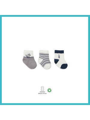 Defne Store 3'lü Penye Soket Çorap 10109 Gri · Beden: 0-3 Ay · Renk: Gri Dfnbez