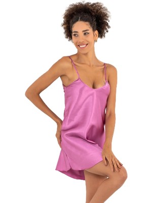 Royal Rain Store Miorre Ince Askılı Mini Saten Gecelik,gül Kurusu M