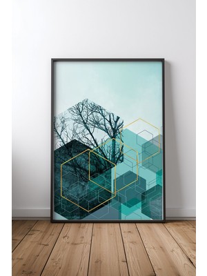 Keyf Home Abstract Landscape No 1 Siyah Çerçeveli Mdf Tablo Poster Salon Duvar Dekoru Hediye