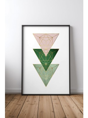 Keyf Home Geometric Triangles Siyah Çerçeveli Mdf Tablo Poster Salon Duvar Dekoru Hediye