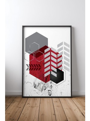 Keyf Home Abstract Composition 1 Siyah Çerçeveli Mdf Tablo Poster Salon Duvar Dekoru Hediye