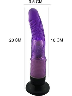 Royal Rain Store Truvashop 20 cm Anal ve Vajinal Mor Titreşimli Jel Vantuzlu Vibratör Dildo