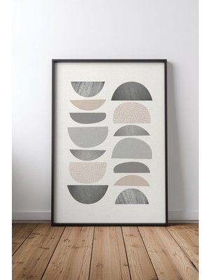 Keyf Home Mid Century Minimalist Tasarım 2 Siyah Çerçeveli Mdf Tablo Poster Salon Duvar Dekoru Hediye