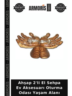 Armoris Ahşap 2'li El Sehpa Ev Aksesuarı Oturma Odası Yaşam Alanı