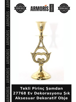 Armoris Tekli Pirinç Şamdan 27768 Ev Dekorasyonu Şık Aksesuar Dekoratif Obje