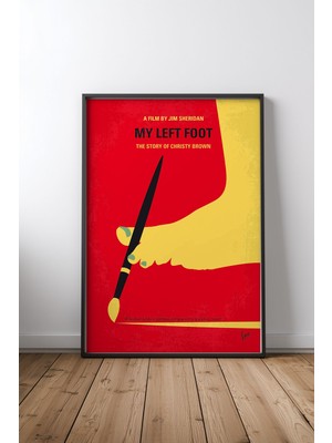 Keyf Home Left Foot Siyah Çerçeveli Mdf Tablo Poster Salon Duvar Dekoru Hediye