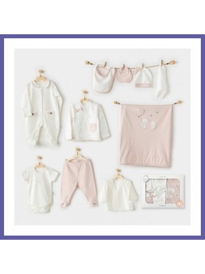 Nida AC25951 Ballerina 10 Parça Hastane Çıkışı Ekru · Beden: 0-3 Ay · Renk: Ekru Nıda