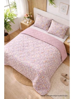 Tr Tek Kişilik Pike Çift Taraflı Kapitone Pike ve Yatak Örtüsü Takımı – 160X230 cm Desenli