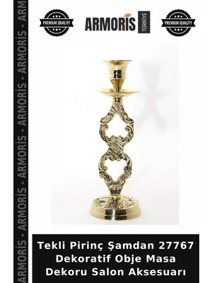 Armoris Tekli Pirinç Şamdan 27767 Dekoratif Obje Masa Dekoru Salon Aksesuarı