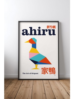 Keyf Home Ahiru Origami Geometric Poster Siyah Çerçeveli Mdf Tablo Poster Salon Duvar Dekoru Hediye
