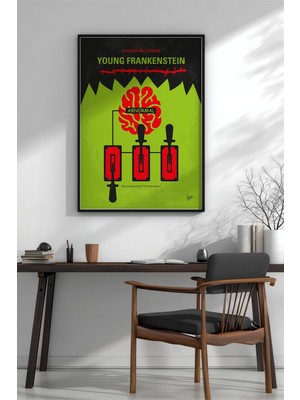 Keyf Home Young Frankenstein Film Afişi Siyah Çerçeveli Mdf Tablo Poster Salon Duvar Dekoru Hediye