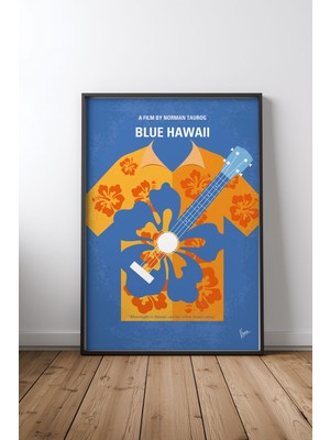 Keyf Home Blue Hawaii Siyah Çerçeveli Mdf Tablo Poster Salon Duvar Dekoru Hediye