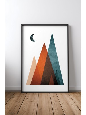 Keyf Home Nordic Mountain Range Siyah Çerçeveli Mdf Tablo Poster Salon Duvar Dekoru Hediye