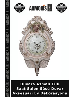 Armoris Duvara Asmalı Filli Saat Salon Süsü Duvar Aksesuarı Ev Dekorasyonu