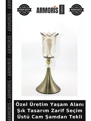 Armoris Özel Üretim Yaşam Alanı Şık Tasarım Zarif Seçim Üstü Cam Şamdan Tekli