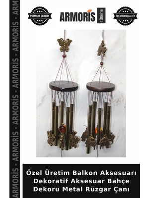 Armoris Özel Üretim Balkon Aksesuarı Dekoratif Aksesuar Bahçe Dekoru Metal Rüzgar Çanı