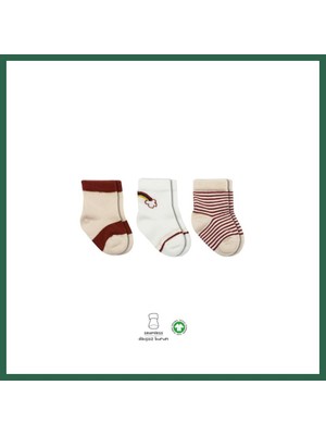 Vintessy Vıntessy 3'lü Penye Rainbow Soket Çorap BS10113 Kiremit · Beden: 0-3 Ay · Renk: Kiremit BZS01