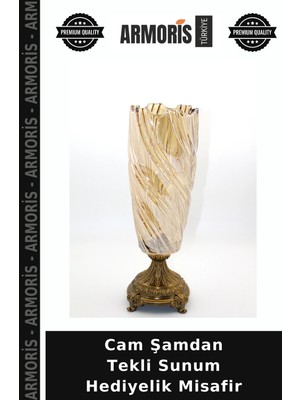 Armoris Cam Şamdan Tekli Sunum Hediyelik Misafir