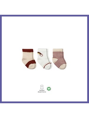 Nida 3'lü Penye Rainbow Soket Çorap BS10113 Kiremit · Beden: 0-3 Ay · Renk: Kiremit Nıda