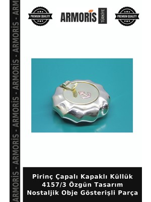 Armoris Pirinç Çapalı Kapaklı Küllük 4157/3 Özgün Tasarım Nostaljik Obje Gösterişli Parça