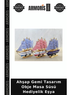 Armoris Ahşap Gemi Tasarım Obje Masa Süsü Hediyelik Eşya