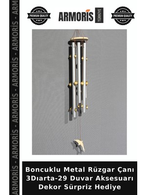 Armoris Boncuklu Metal Rüzgar Çanı 3dıarta-29 Duvar Aksesuarı Dekor Sürpriz Hediye