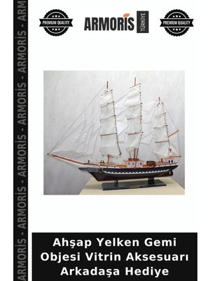 Armoris Ahşap Yelken Gemi Objesi Vitrin Aksesuarı Arkadaşa Hediye