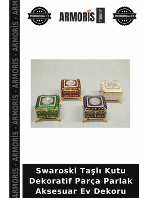 Armoris Swaroski Taşlı Kutu Dekoratif Parça Parlak Aksesuar Ev Dekoru