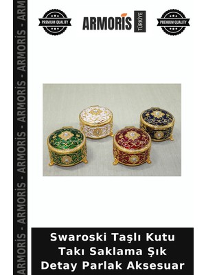 Armoris Swaroski Taşlı Kutu Takı Saklama Şık Detay Parlak Aksesuar