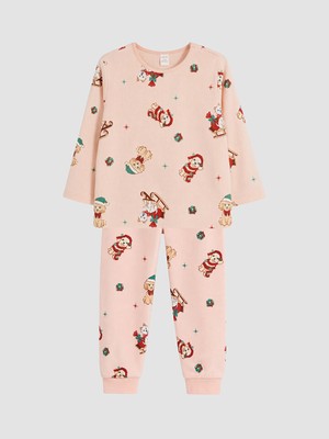 LC Waikiki Lcw Kids Pembe Yılbaşı Temalı Kız Çocuk Pijama Takımı